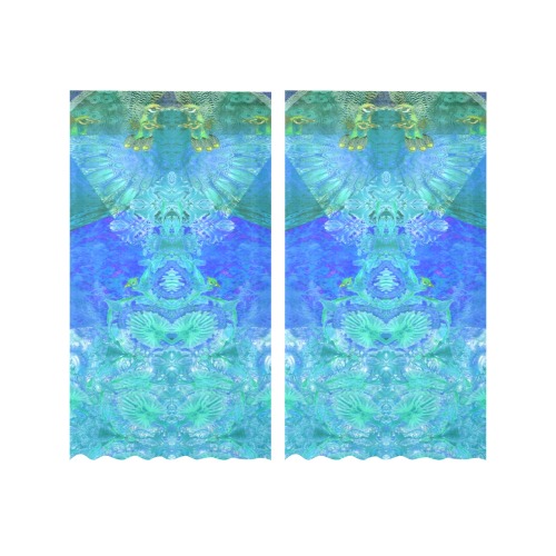peacock 3 Gauze Curtain 28"x63" (Two-Piece)