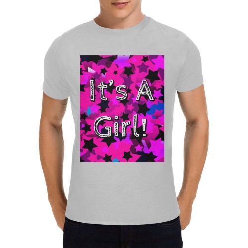 It's A Girl! Hot Pink Stars Men's T-Shirt in USA Size (Two Sides Printing)