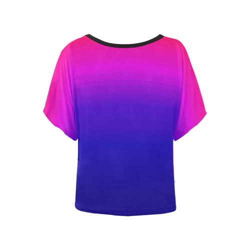 pink and blue Women's Batwing-Sleeved Blouse T shirt (Model T44)