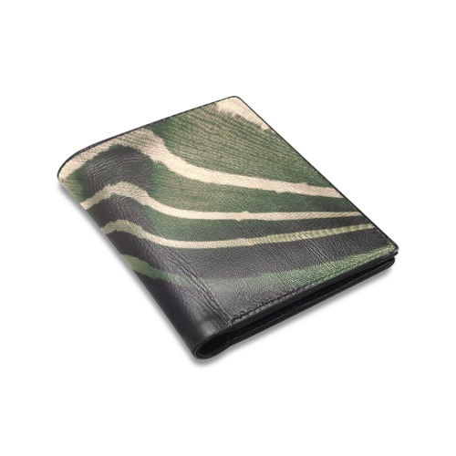Green digital abstract shapes Men's Leather Wallet (Model 1612)