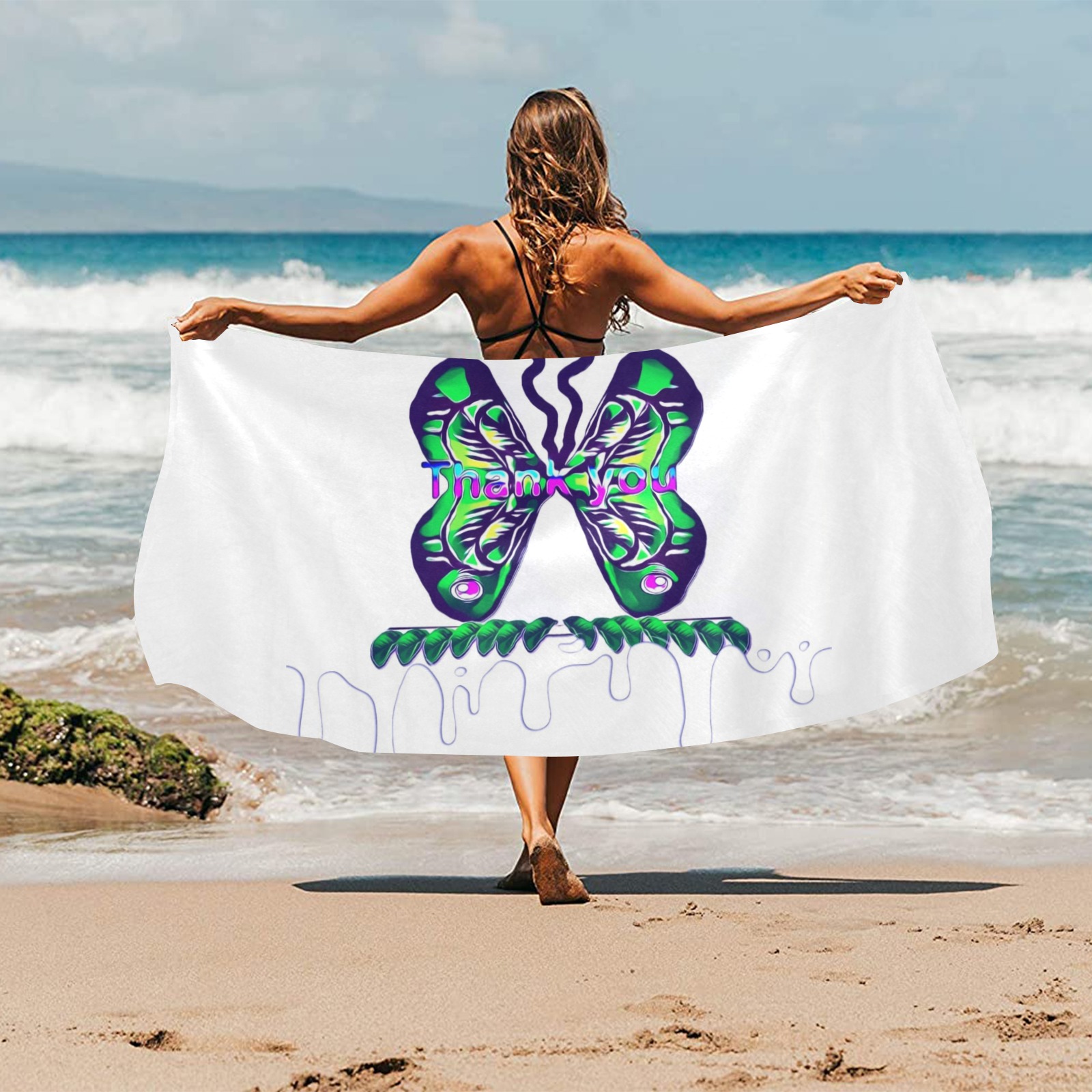 Butterfly for freedom   pop-art Beach Towel 32"x 71"