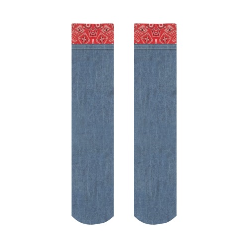 Bandana and Denim-Look All Over Print Socks for Women