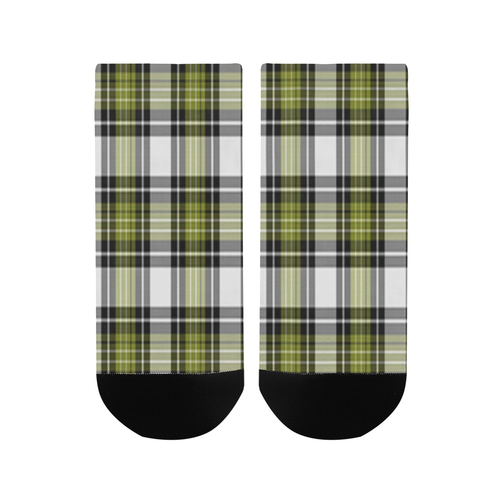 Olive Green Black Plaid Men's Ankle Socks