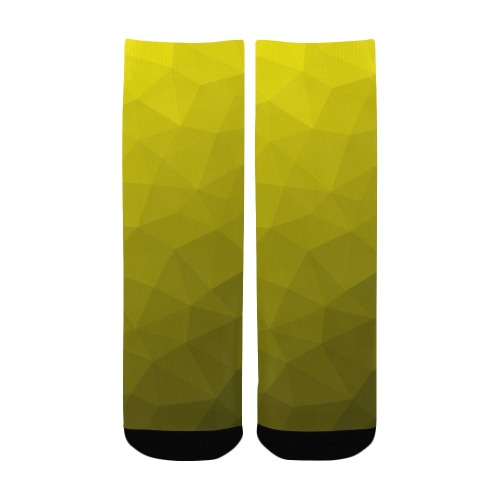 Yellow gradient geometric mesh pattern Kids' Custom Socks