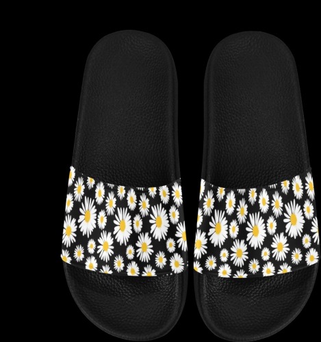 Black Daisy Men's Slide Sandals (Model 057)