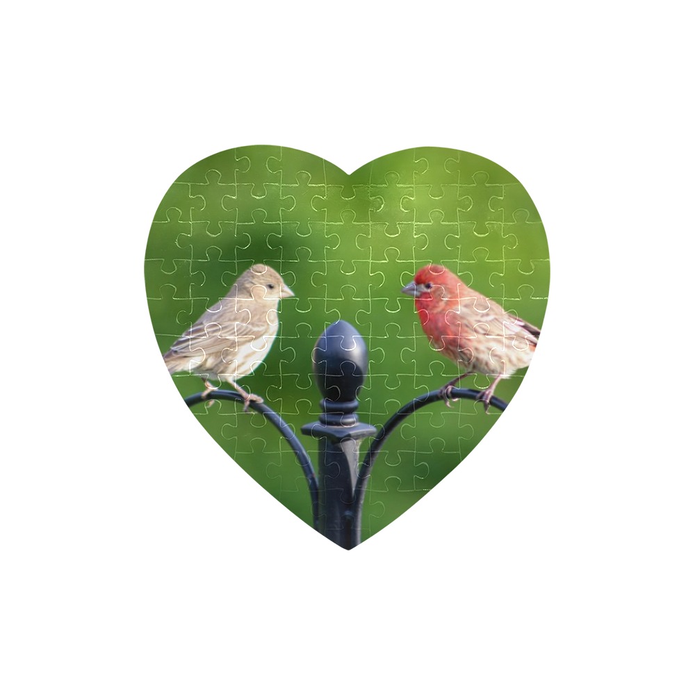 Lovebirds Heart-Shaped Jigsaw Puzzle (Set of 75 Pieces)