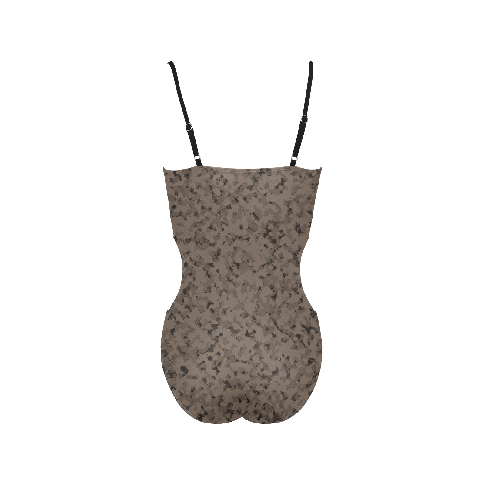 Earth Brown Spaghetti Strap Cut Out Sides Swimsuit (Model S28)