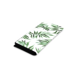 Watercolor_green_leaf Women's Leather Wallet (Model 1611)