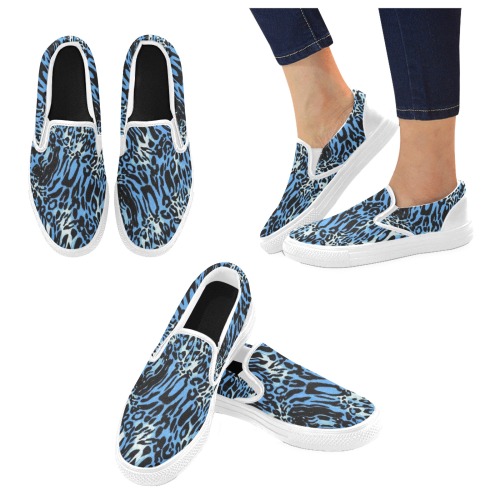 Animal skin Women's Unusual Slip-on Canvas Shoes (Model 019)