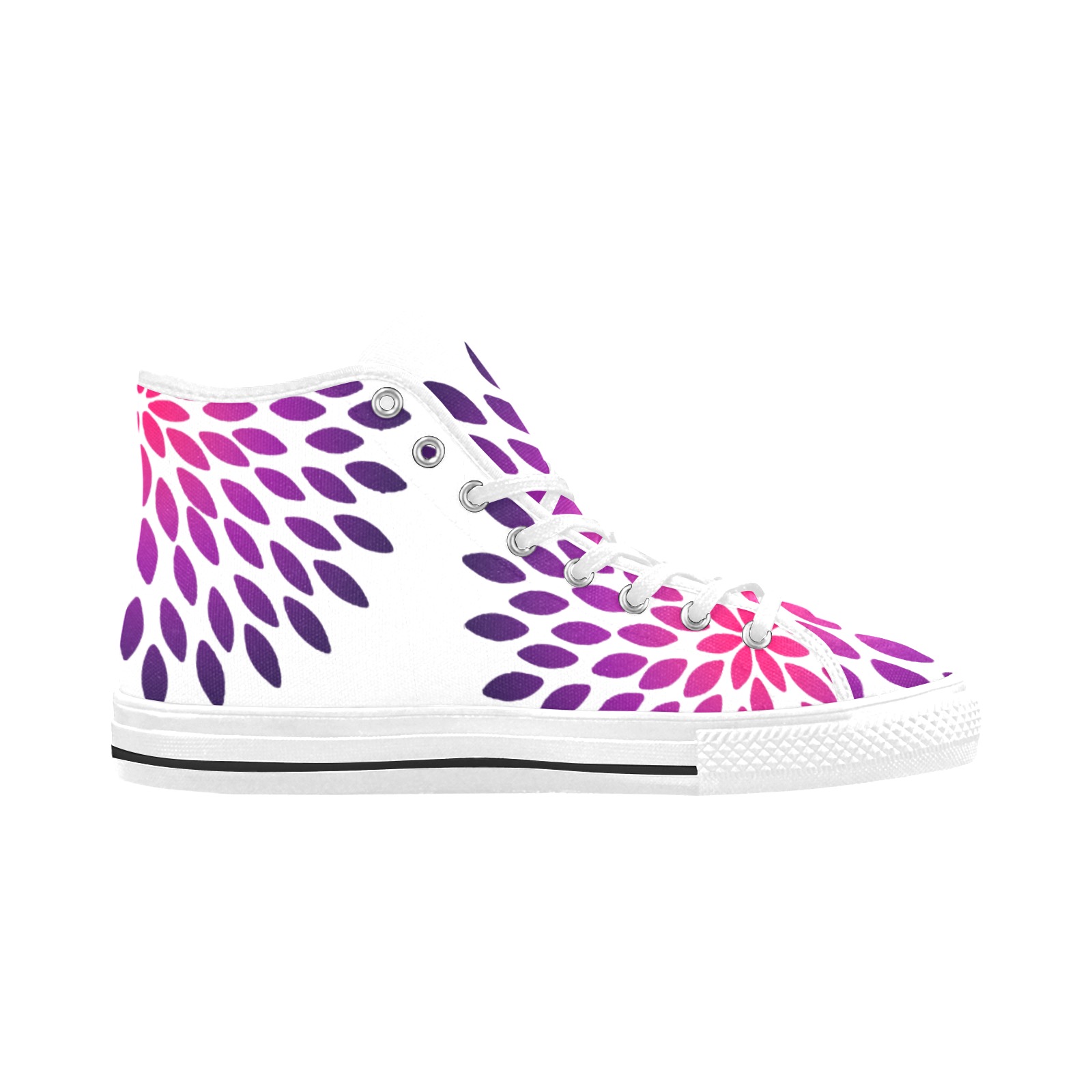 Ô Pink and Violet Zinnia on White Vancouver H Women's Canvas Shoes (1013-1)