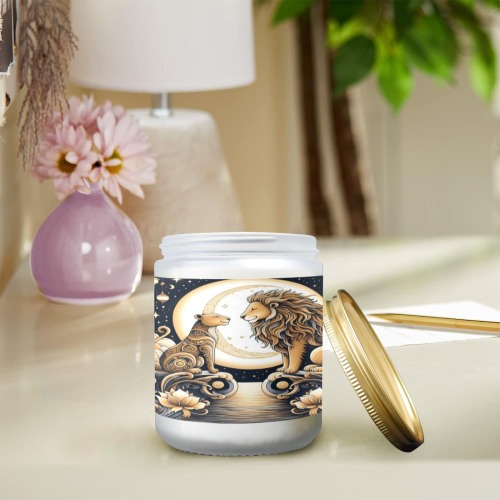 Moonlight Lions Love Frosted Glass Candle Cup - Large Size