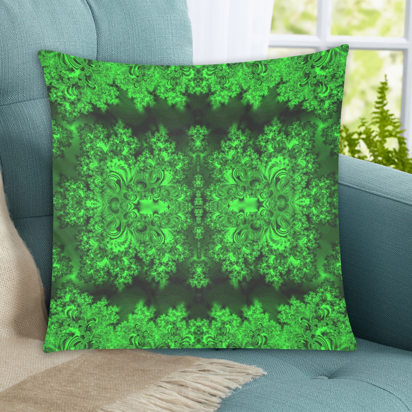 Frost on the Evergreens Fractal Custom Pillow Case 20"x20" (one side