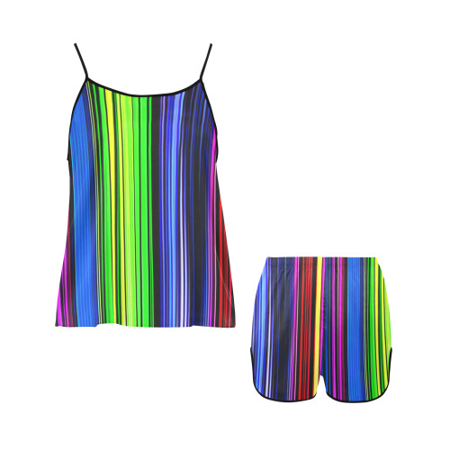 A Rainbow Of Stripes Women's Spaghetti Strap Short Pajama Set
