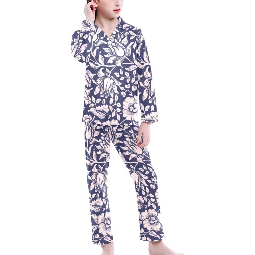 Pajama Big Girls' V-Neck Long Pajama Set