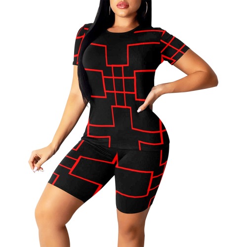 Red InterlockingCrosses Wavy Black