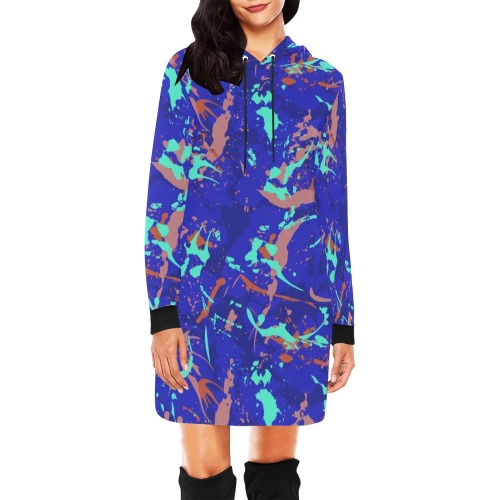 Artistic brushstrokes camouflage All Over Print Hoodie Mini Dress (Model H27)