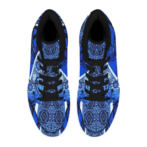 arabesques dark blue Men's High Top Sneakers (Model 20042)