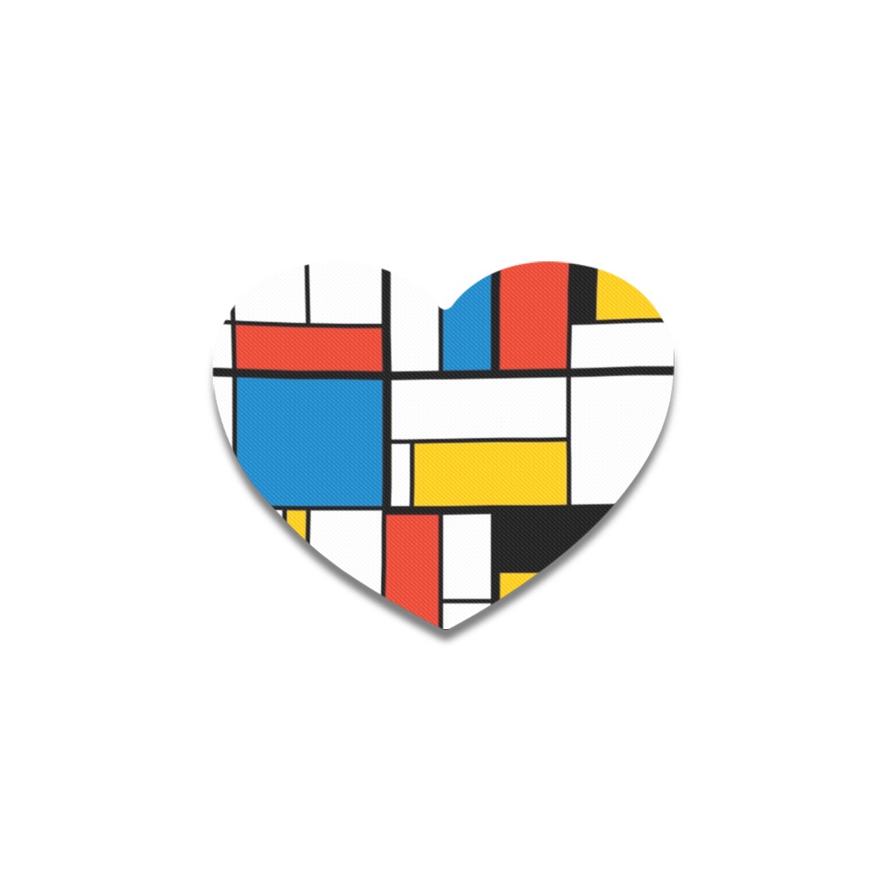 Mondrian De Stijl Modern Heart Coaster