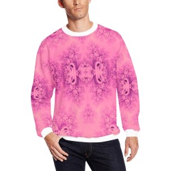 Pink Morning Frost Fractal All Over Print Crewneck Sweatshirt for Men (Model H18)