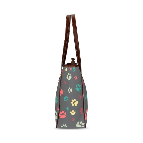 Dog paws Gray Classic Tote Bag (Model 1644)