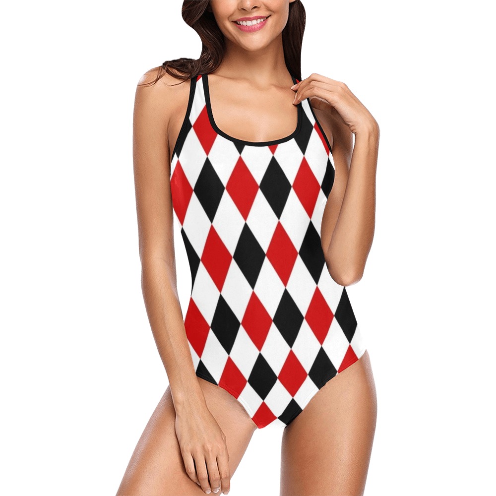 DIAMOND PATTERN Vest One Piece Swimsuit (Model S04)