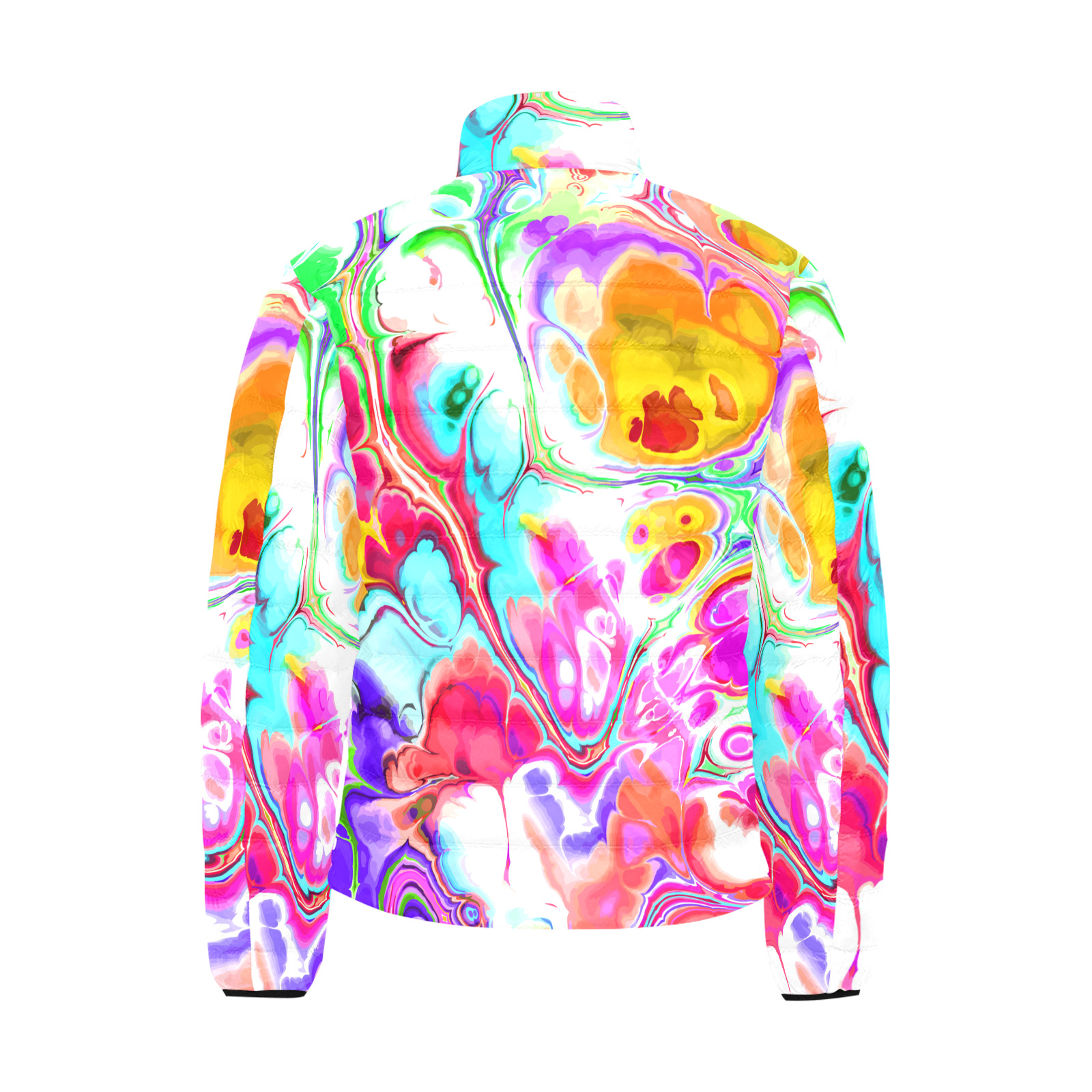 Funky Marble Acrylic Cellular Flowing Liquid Art Men's Stand Collar Padded Jacket (Model H41)