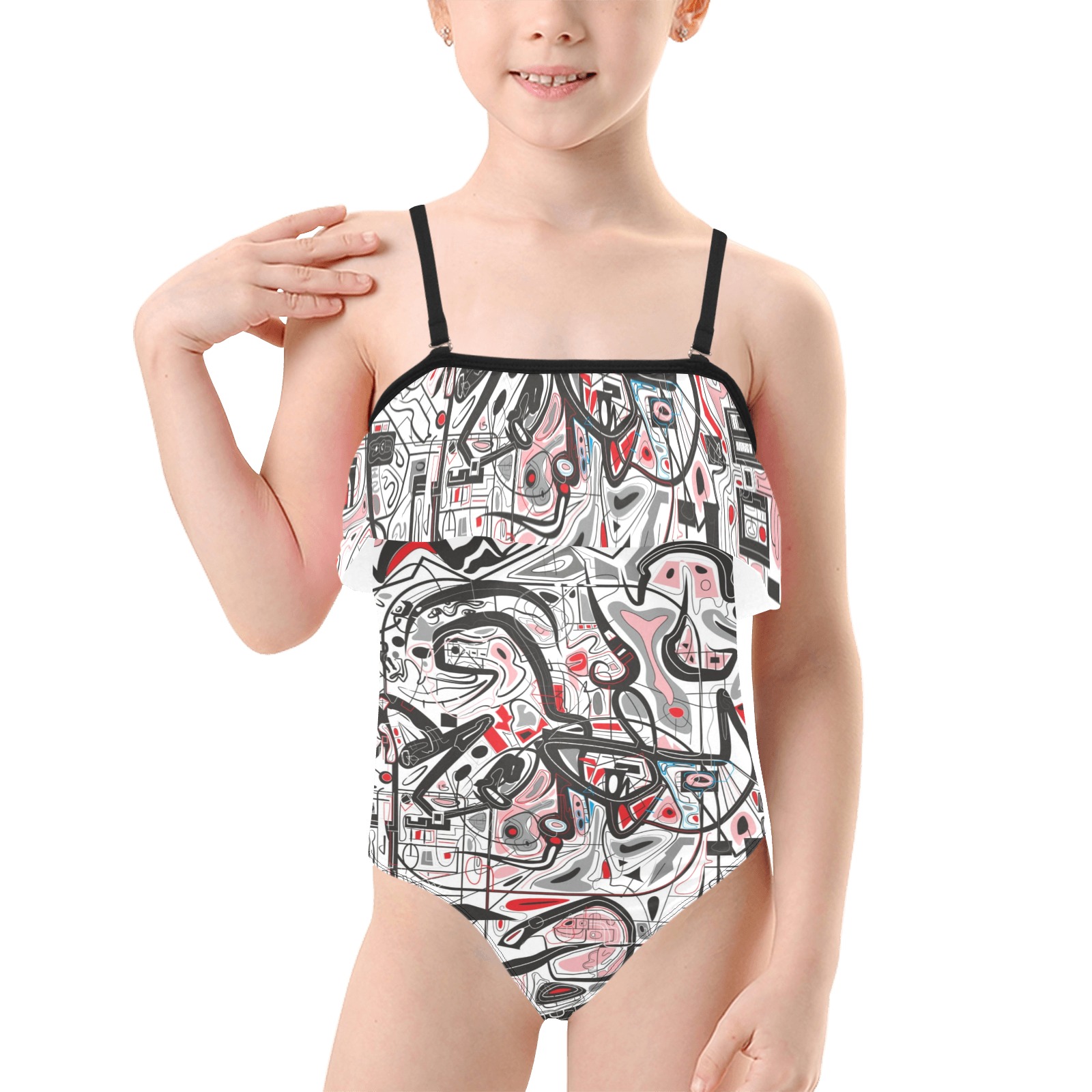 Model 2 Kids' Spaghetti Strap Ruffle Swimsuit (Model S26)