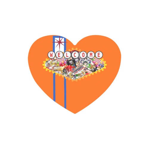 Las Vegas Icons Sign Gamblers Delight - Orange Heart-shaped Mousepad