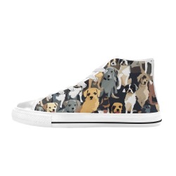 Abstract pattern of small funny dogs. Women's Classic High Top Canvas Shoes (Model 017)