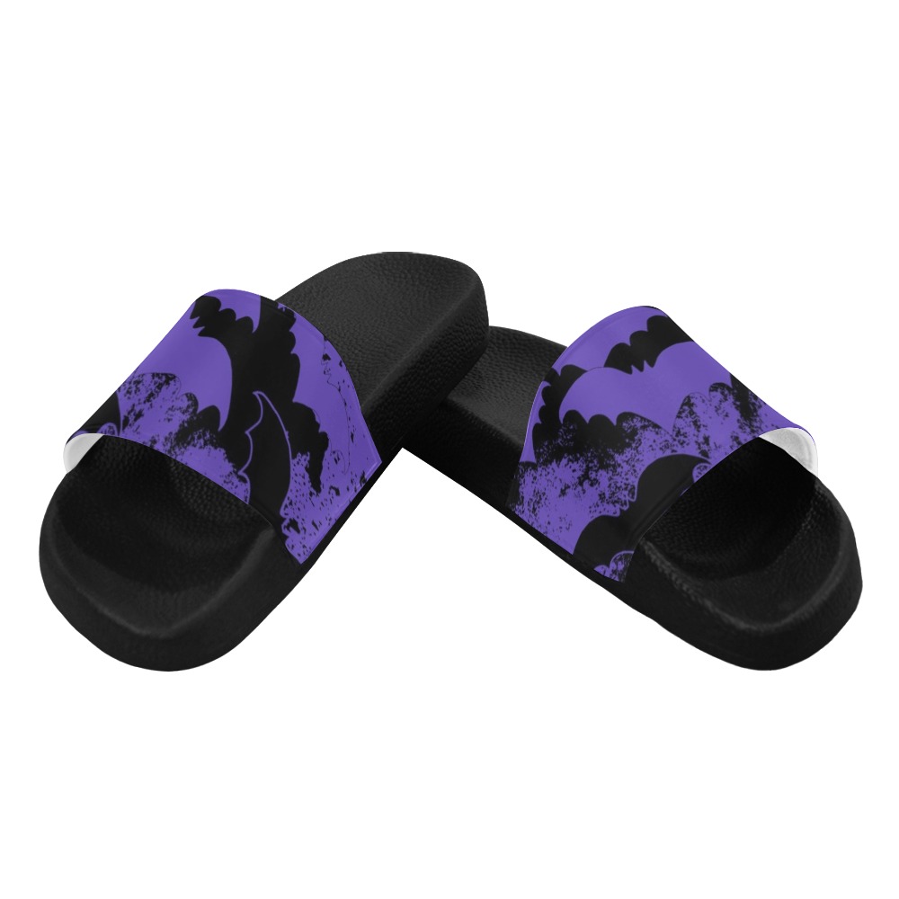 Bats In Flight Purple Women's Slide Sandals (Model 057)