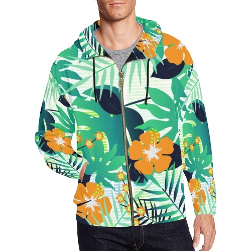 GROOVY FUNK THING FLORAL All Over Print Full Zip Hoodie for Men (Model H14)