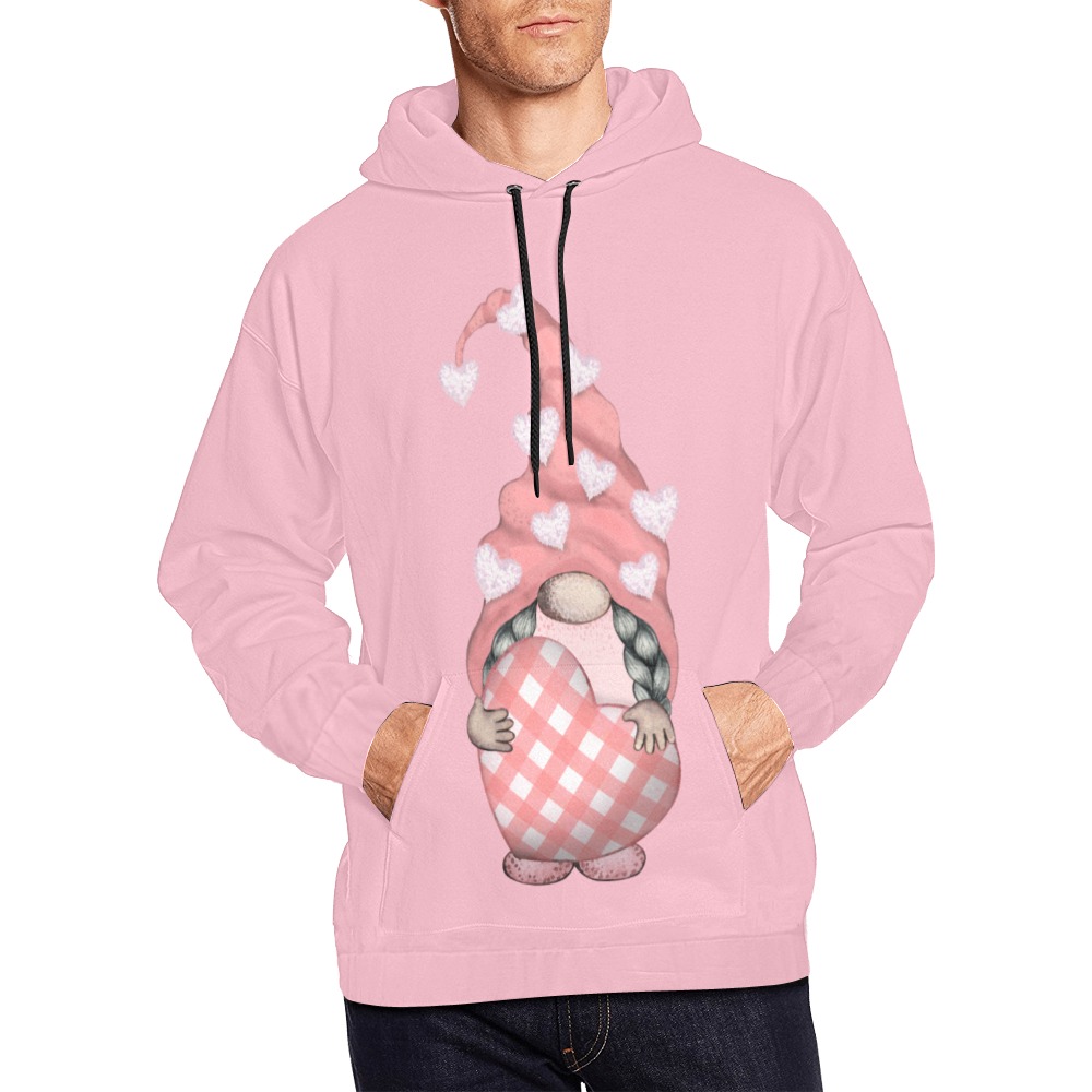 Valentine Gnome with Plaid Heart All Over Print Hoodie for Men (USA Size) (Model H13)