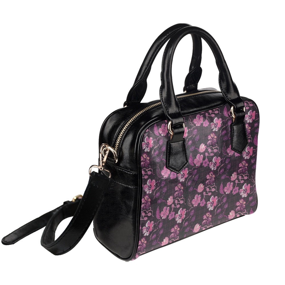 Pink-Purple Floral Vintage Shoulder Handbag (Model 1634)