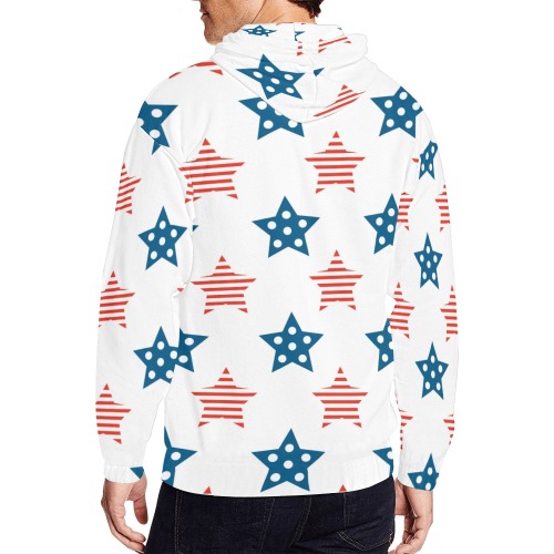 Patriotic USA Stars All Over Print Full Zip Hoodie for Men (Model H14)