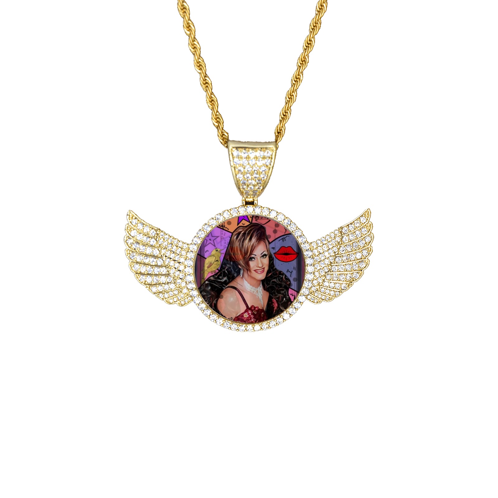 Andy Maine 2023 by Nico Bielow Wings Gold Photo Pendant with Rope Chain