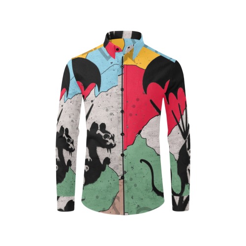 Rat in Love of Banksy Pop Art by Nico Bielow Men's All Over Print Casual Dress Shirt (Model T61)