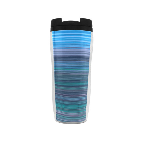 Abstract Blue Horizontal Stripes Reusable Coffee Cup (11.8oz)