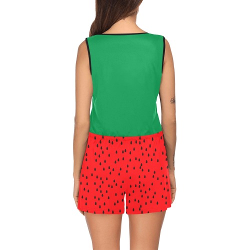 Watermelon All Over Print Short Jumpsuit