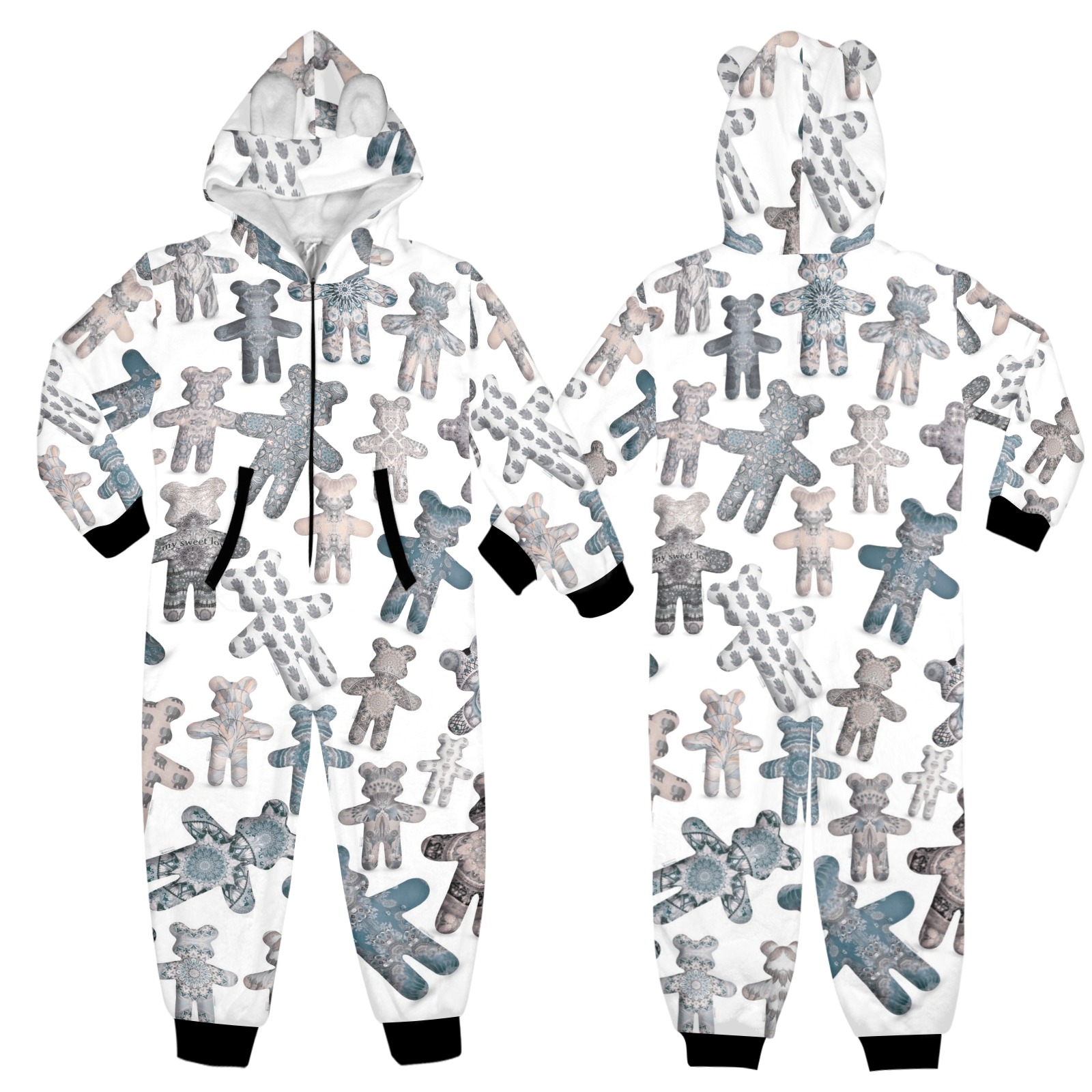 teddy bear assortiment 8 One-Piece Zip Up Hooded Pajamas for Big Kids