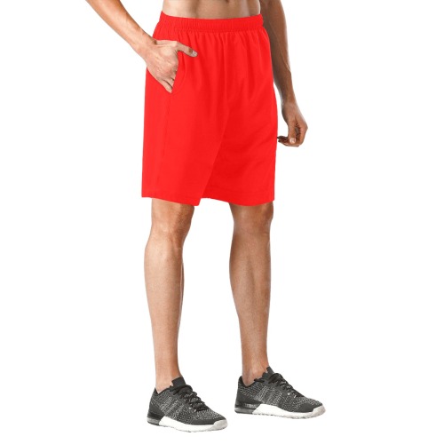 Merry Christmas Red Solid Color Men's All Over Print Elastic Beach Shorts (Model L20)