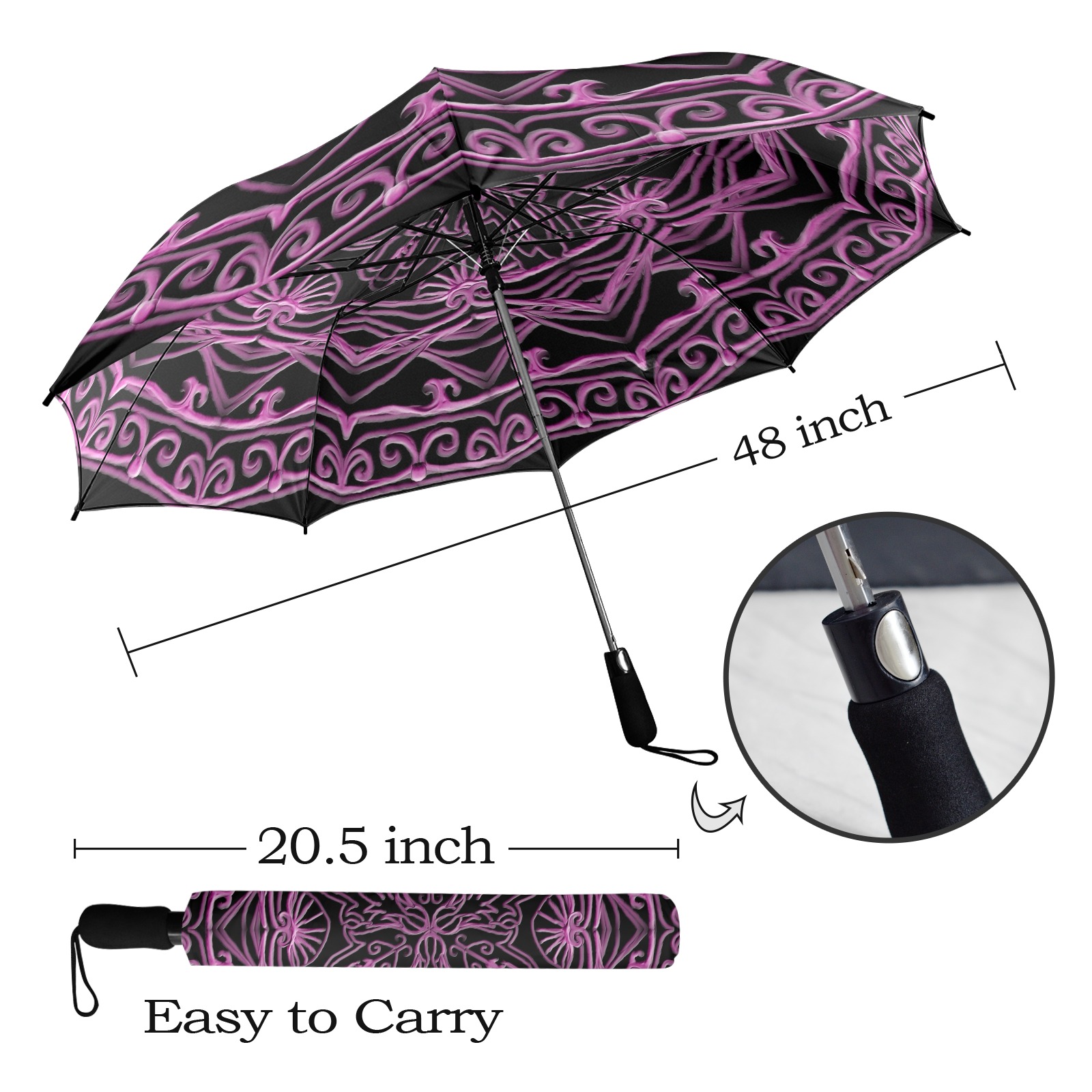 mandala 3D-9 rose Semi-Automatic Foldable Umbrella (Model U12)
