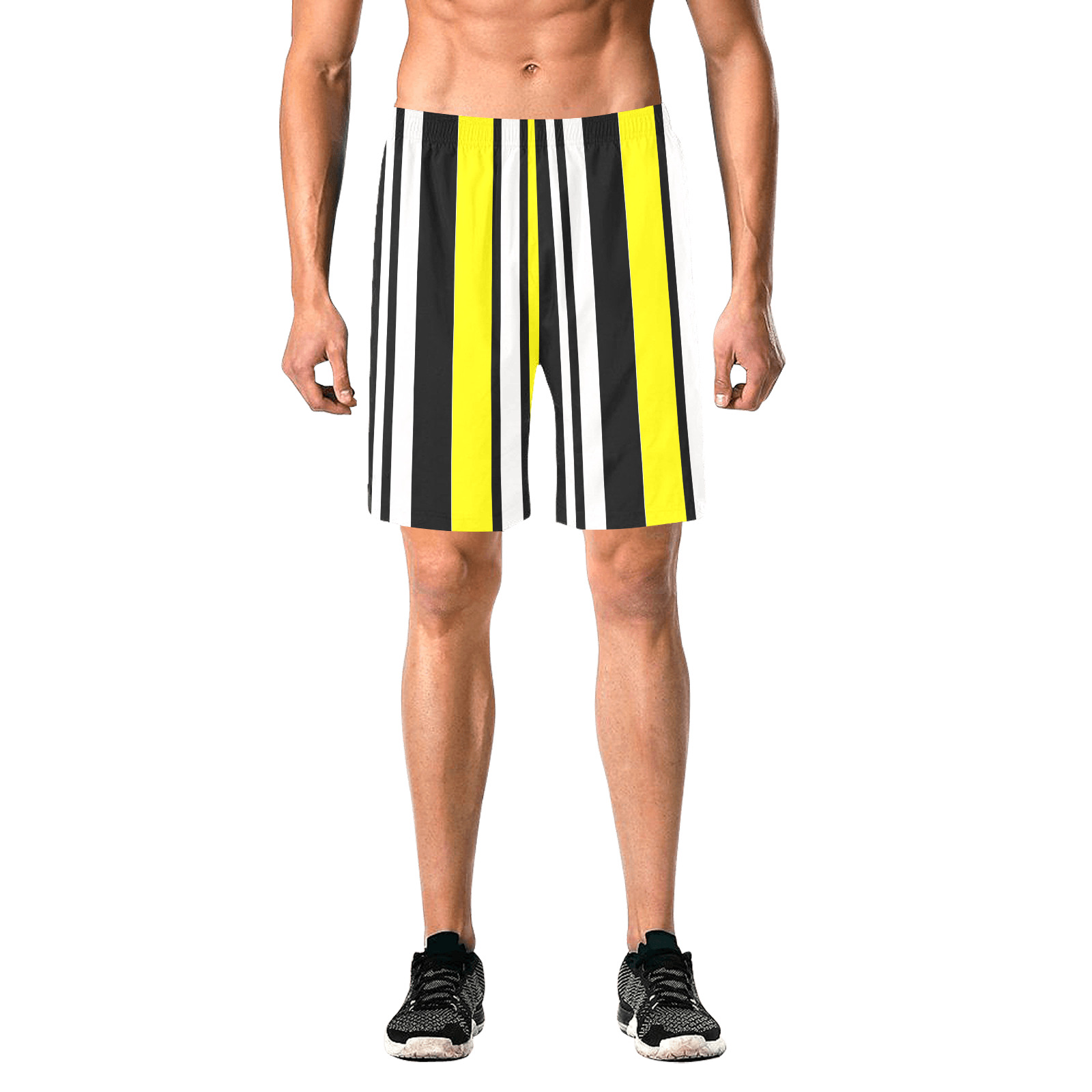 by stripes Men's All Over Print Elastic Beach Shorts (Model L20)