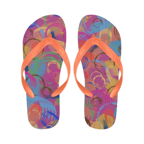 Paint and Rings Abstract Flip Flops for Men/Women (Model 040)