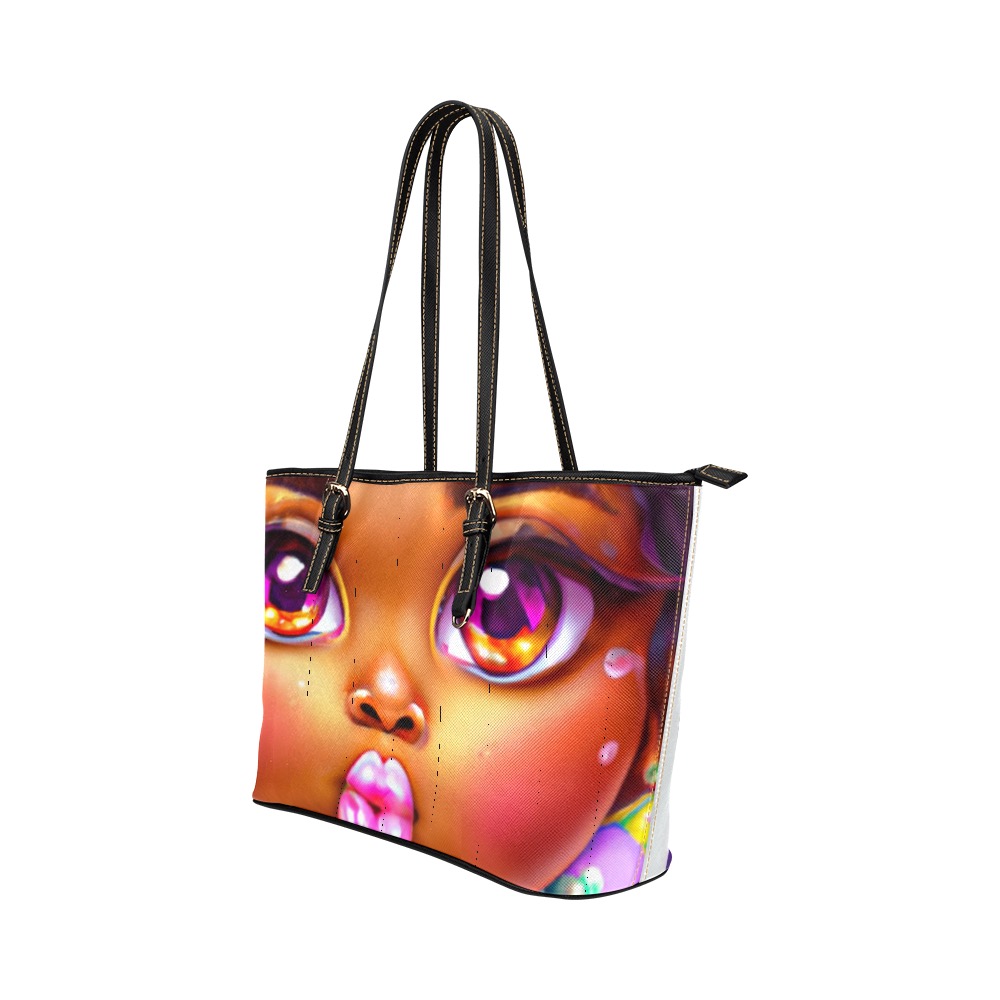 SMOOCHES tote Leather Tote Bag/Small (Model 1651)