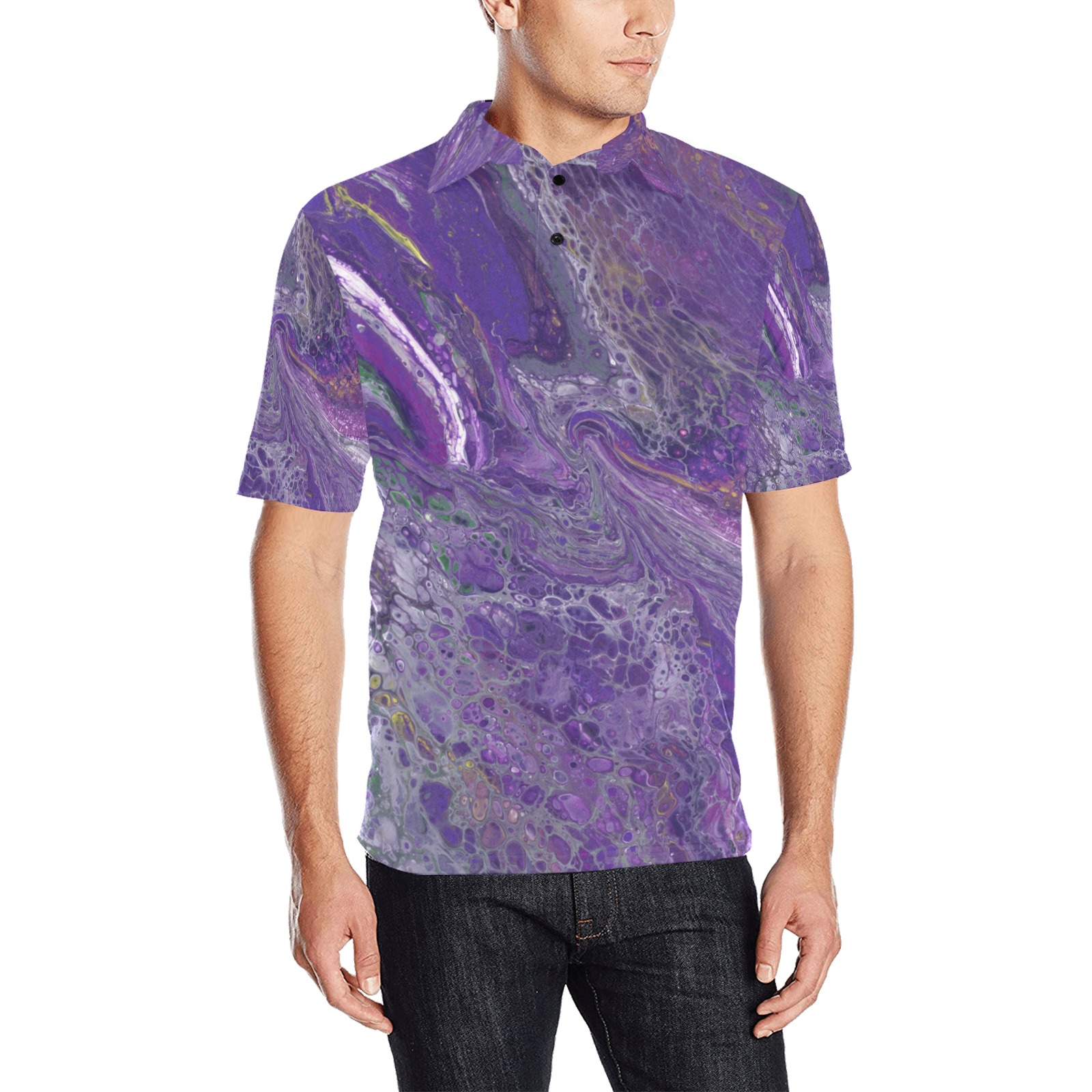 The Violet Storm Men's All Over Print Polo Shirt (Model T55)