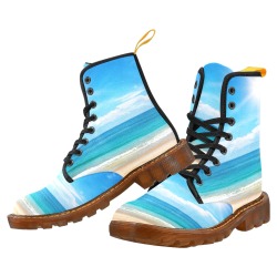 beautiful seascape Custom Canvas Boots For Women Model 1203H