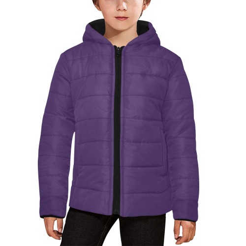 color Russian violet Kids' Padded Hooded Jacket (Model H45)