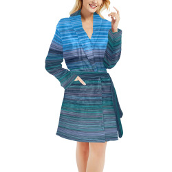 Abstract Blue Horizontal Stripes Women's All Over Print Night Robe