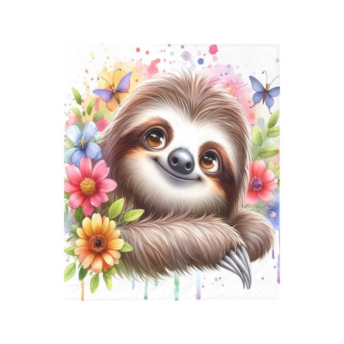 Watercolor Sloth 2 Quilt 50"x60"