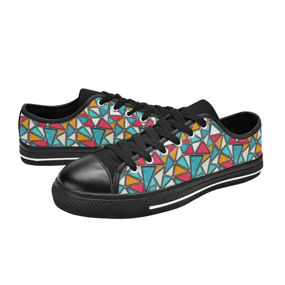 Cute Colorful Geo Abstract Low Top Canvas Shoes for Kid (Model 018)